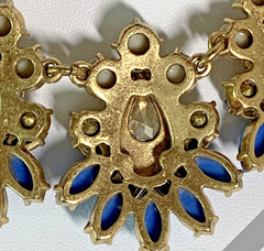J Crew Gemstone Cluster Statement Necklace Teardrop Crystals Blue Beige Gold