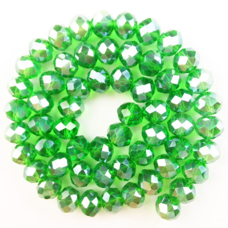1Strand 8x6mm Faceted Green Crystal Rondelle Loose Bead 15.5inch SJTZ1