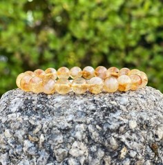 Natural Citrine Stone Bracelet 8mm Yellow Crystal Gemstone Stretch Bracelet