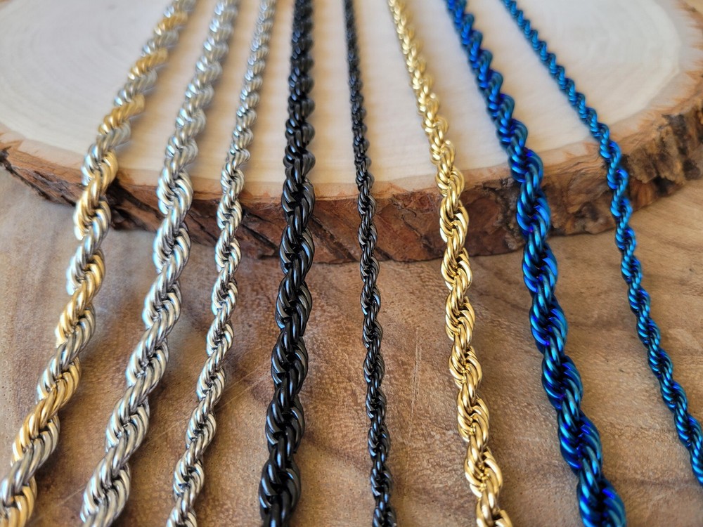 Stainless Steel Rope Chain Necklace – Stainless Steel Rope Chain Biker Necklace