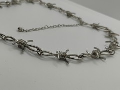 Punk Rock Emo Gothic Biker Silver Barbed Wire Bramble Chain Choker Necklace