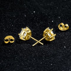 925 Sterling Silver Stud Earrings Set for Women Men 18K Yellow Gold Plated, 6…