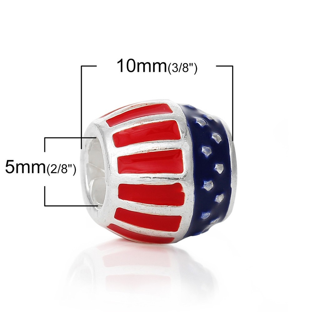 “United States American Flag” Charm Bead Spacer for Most European …