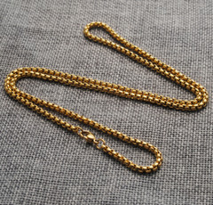Women Men Black Gold Silver Stainless Steel 3mm Round Box Chain Necklace 18-35″