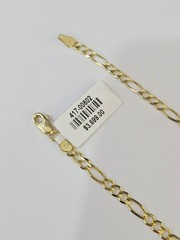 Real 10k Yellow Gold Chain Figaro Link Necklace 3mm Men Women 10kt
