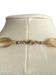Source Unknown Gold and Champagne Glass Bead Necklace
