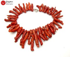 50-70mm Branch Natural Red Coral Necklace for Women Jewelry Long Necklace 18″