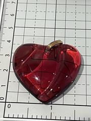 Baccarat Vintage Signed Crystal Ruby Red Heart Pendant in Original Box with Tags