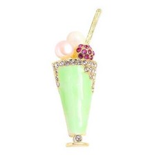 Enamel Icecream Brooches Women Pearl Juice Drinks Party Casual Brooch Pins