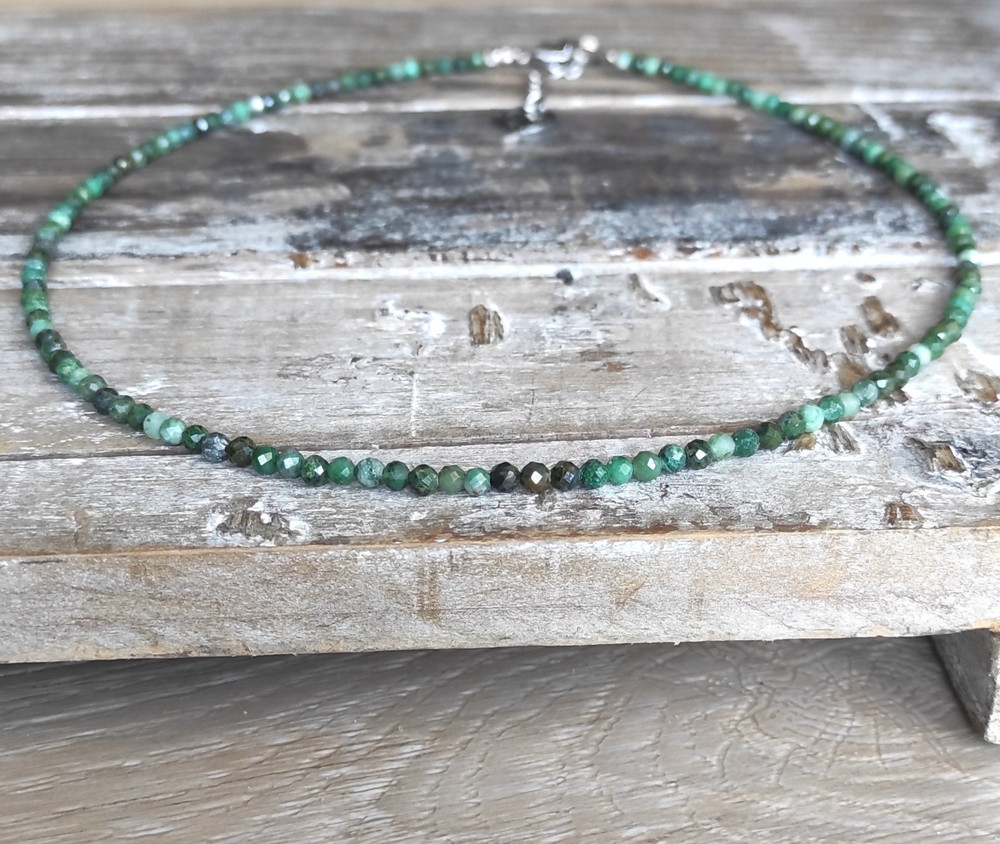 Green Agate Stone Fine Necklace, Adjustable Choker Handmade Steel Tree