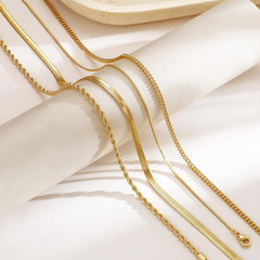 Layered Necklaces for Women Non Tarnish- Chunky 14K Gold Plated Herringbone/Snak