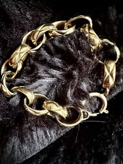 CHANEL Bracelet Bangle Coco CC Mark Vintage Gold Logo Chain F/S Turnlock