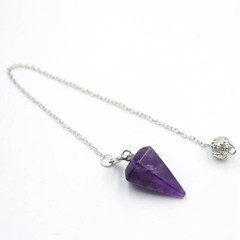 Crystal Natural Gemstone Healing Energy Cone Hexagonal Point Pendulum Pendant