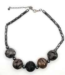 Necklace Copper Wire Sphere Bead Hematite Stone 16 – 20 in Steampunk