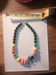 Vintage 1980s New Wave Memphis Style Geometric Acrylic Bead Statement 18 in