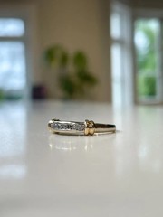 1 Ct Round Simulated Diamond Wedding Half Eternity Ring 14k Two-Tone Gold Plated