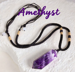 Natural Amethyst Crystal Hexagonal Point Pendant Necklace Healing Reiki Amulet