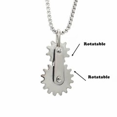 MENDEL Men’s 316L Stainless Steel Cool Boy Fashion Gear Pendant Necklace Gift