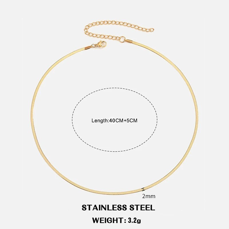 Stainless Steel Hot Classic Flat Snake Chain Choker Necklace For Women Fashion