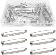 50 Pcs Silver Bar Pins, Safety Pins – Secure Back Clasp – Reliable Brooch Pins f