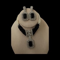Women’s Gold Plated Bollywood Necklace with AD/CZ Diamond Earrings Set