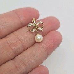 Vintage 14k Yellow and White Gold Cultured Pearl and Diamond Enhancer Pendant