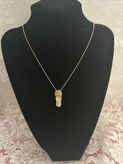 Gold Flip Flop Sandals Necklace “Friends 03” Rhinestones