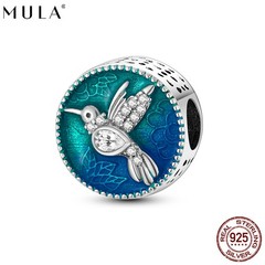 MULA European 925 Silver DIY Charm AAA CZ Enamel Spring Bird For Women Bracelet