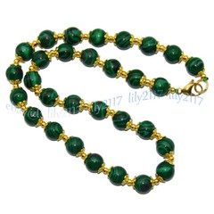 8/10/12mm Round Green Malachite Artificial Gemstone Beaded Necklaces 14-48 inch