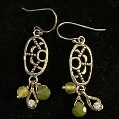 Silpada Sterling Silver Petite Green Quartzite CZ Brass Earrings W2376
