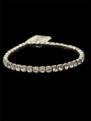 NWT Sterling Silver 4mm Sterling Silver Rhinestone Elastic Line Bracelet 6.75”