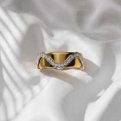 Wavy Moissanite Ring Cover, Oura Ring Jacket, Curved Stackable Enhancer Band