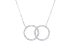 Interlocking Circle Necklace 14k White Gold Plated Silver Cubic Zirconia