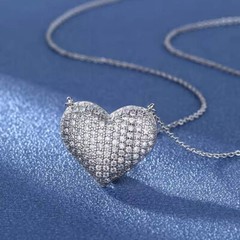 Samantha Heart Pendant Necklace w Cubic Zirconia, 19″ Chain, TV Show Inspired