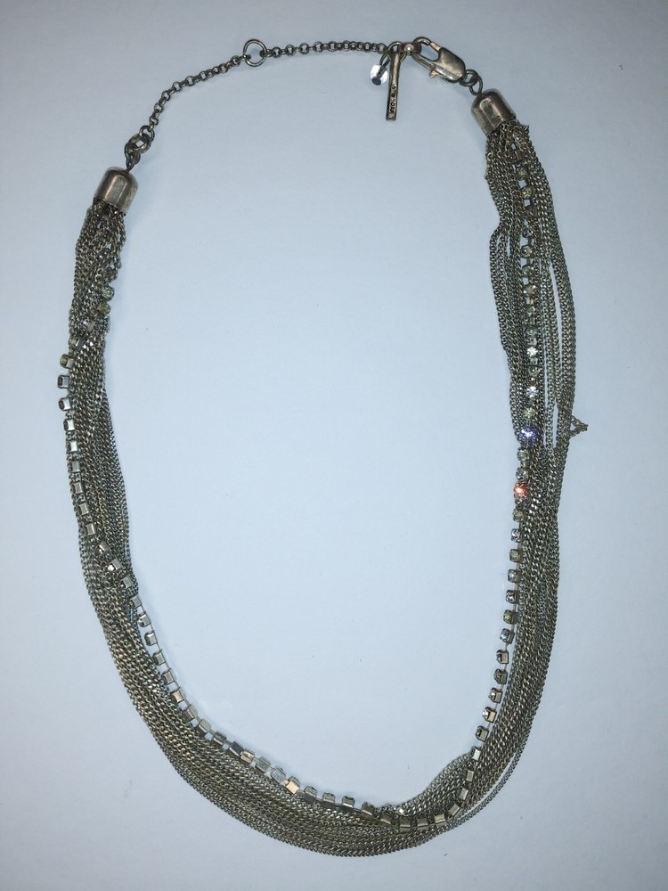 Multi-strand Chains Design with Rhinestones Necklace Fashion Costume Jewelry