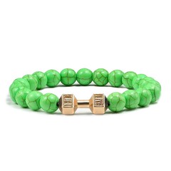 Volcanic Stone Bracelet Dumbbell Charm Matte Black White Beads Men Women 1 Pc