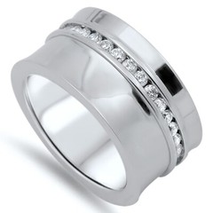 316L Stainless Steel Cubic Zirconia Wide Eternity Band Ring