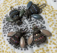 Rhinestone Bee Pin Brooch Lot of 4 Multicolor Pavé Set Metal 1 in