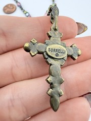 SORRELLI BRASSTONE MULTICOLOR CRYSTAL CROSS 16” NECKLACE K351E