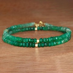 Green Emerald Gemstone Bead Necklace, Handmade Faceted Emerald Beads Necklace