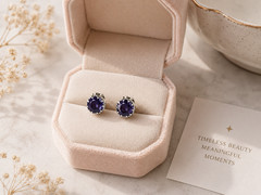 Handmade Amethyst Stud Earrings 925 Sterling Silver Gemstone Jewelry