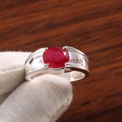 Heated Ruby Gemstone with 925 Sterling Silver Ring for Men’s #3558