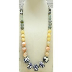 J. Jill Ceramic & Semi-Precious Stone Bead Adjustable Necklace