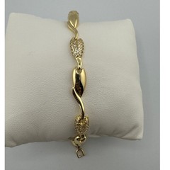 Gold Tone Pave Crystal Teardrop Link Bracelet Elegant Wave Design Jewelry