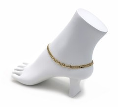 5mm Concave Curb Cuban Chain Ankle Bracelet 14k Gold Plated