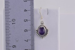 Sterling Silver 17mm x 12mm Bead Rope Purple Amethyst Dangling 925 Hook Earrings