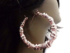 EXTRA LARGE 4 inch HOOPS Bamboo earrings ROSE GOLD TONE PLATED BAMBOO HOOPS