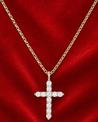 14K Gold Plated Cubic Zirconia Cross Necklace Women Cross Faith Pendant Necklace