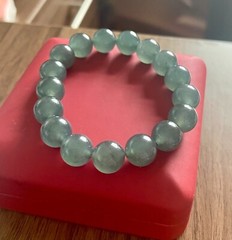 【Cherish Jade】Grade A Round Icy Green Jadeite Bracelet 8″ 【12.0 MM X 17】