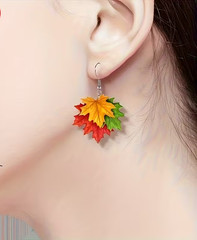 Acrylic Colorful Maple Leaf Earrings, Thanksgiving, Fall Party